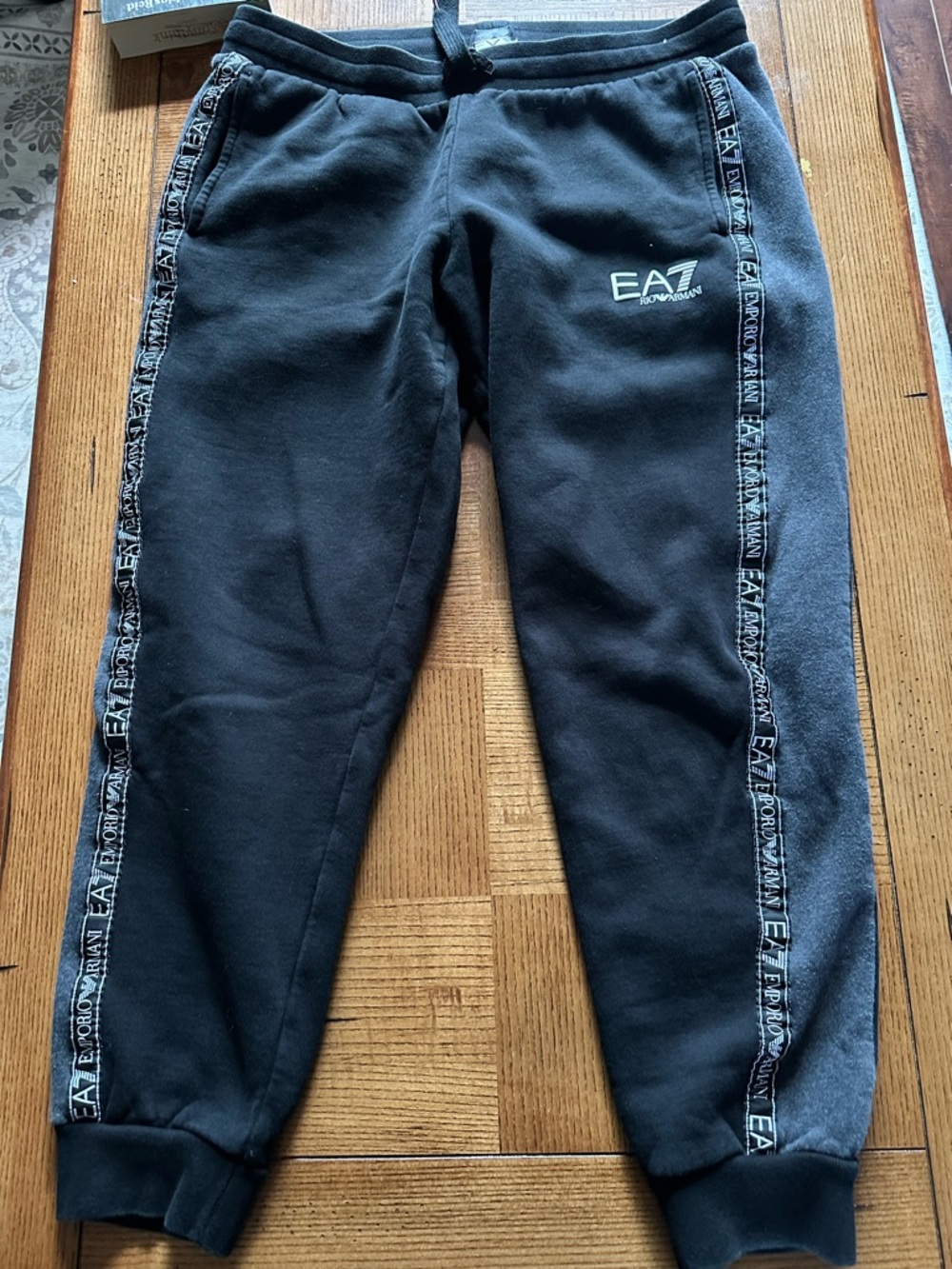 Emporio Armani Black and Charcoal Side-Strip Track Pants